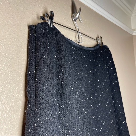 ANN TALYOR Woman Black Textured Wool Blend Acetate A-Line Skirt Sz 12 - Picture 2 of 7